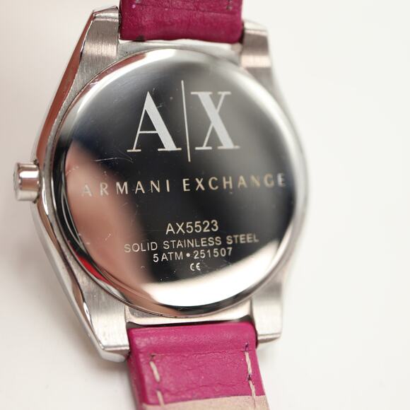 Armani Exchange Pink Colorful MOP Fish Scale 36mm Watch Leather with New Battery main image 9